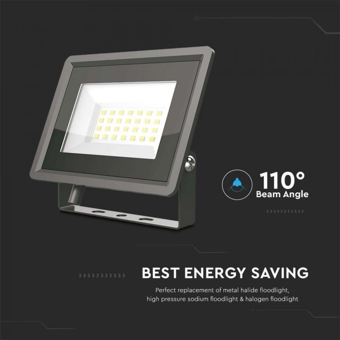 LED FLOOD SMD SLIM 20W CW 110° 1650lm IP65 BLACK
