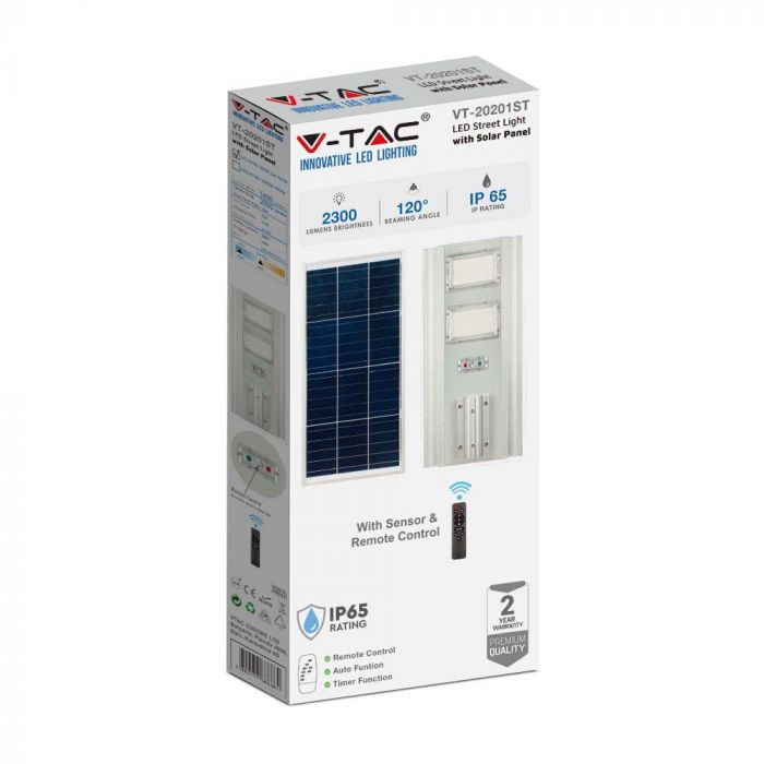 LED SOLAR STREET LIGHT WITH SENSOR DL 2300lm 120° 680x320x50 IP65