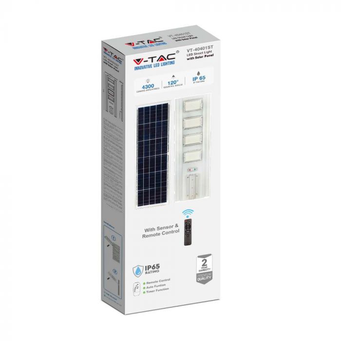 LED SOLAR STREET LIGHT 50W CW 4300lm 120° 1000X320X50 IP65 SILVER