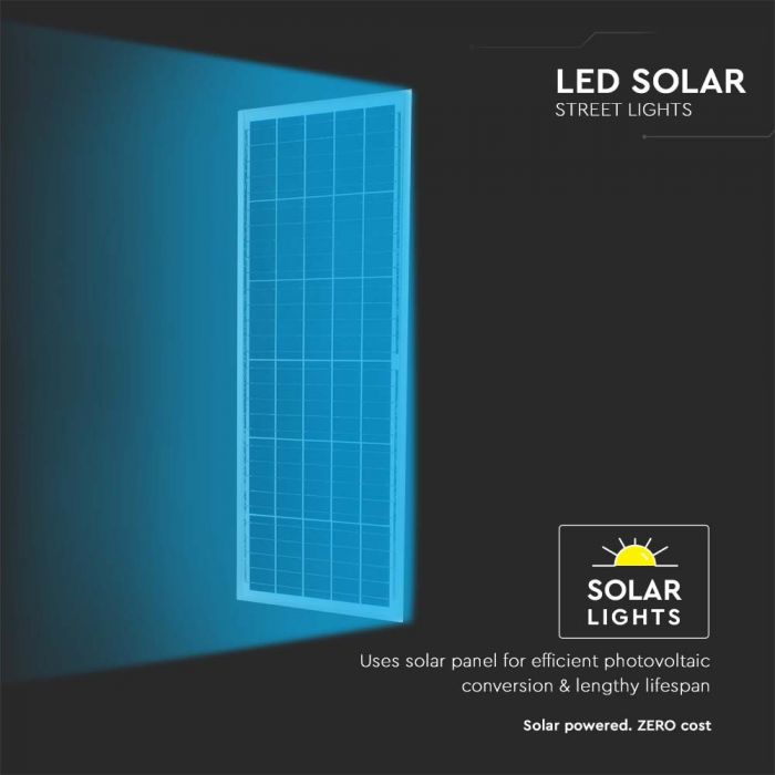 LED SOLAR STREET LIGHT 50W CW 4300lm 120° 1000X320X50 IP65 SILVER
