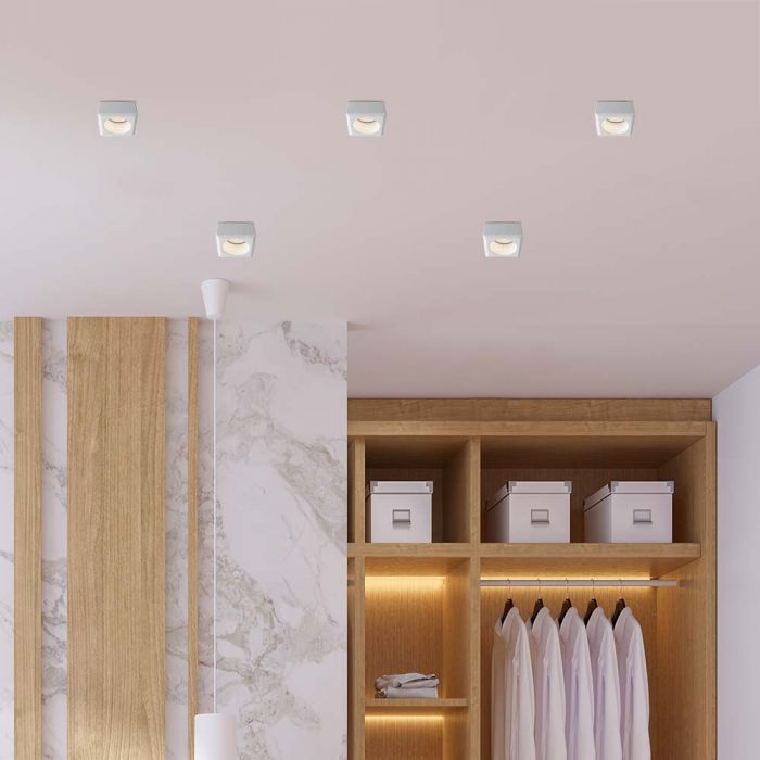 LED BRACKET GU10 ROUND WHITE 80x80x50 (85X85) GYPSUM