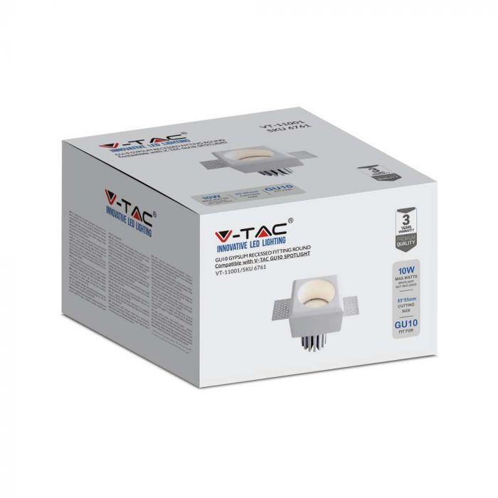 LED BRACKET GU10 ROUND WHITE 80x80x50 (85X85) GYPSUM