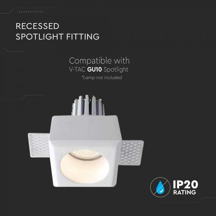 LED BRACKET GU10 ROUND WHITE 80x80x50 (85X85) GYPSUM