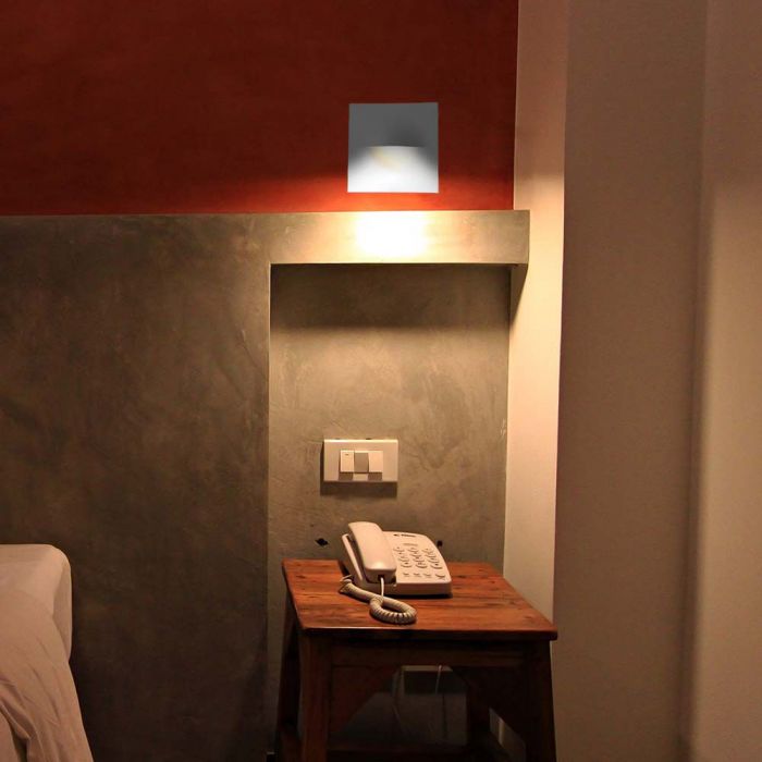 LED WALL FITTING G9 SQUARE WHITE GYPSUM 400x400x65 (405x405)