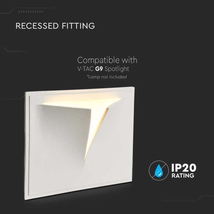 LED WALL FITTING G9 SQUARE WHITE GYPSUM 310x260x170 (315x265)