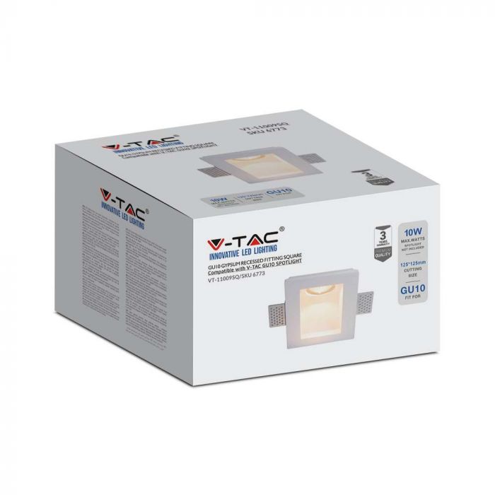 LED BRACKET GU10 SQUARE WHITE 120x120x60 (125x125) GYPSUM