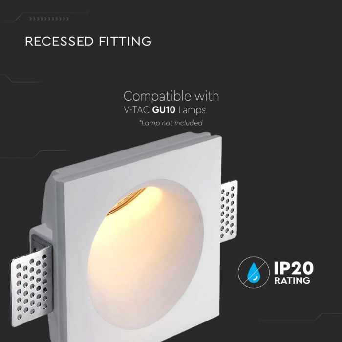LED BRACKET GU10 SQUARE WHITE 120x120x60 (125x125) GYPSUM