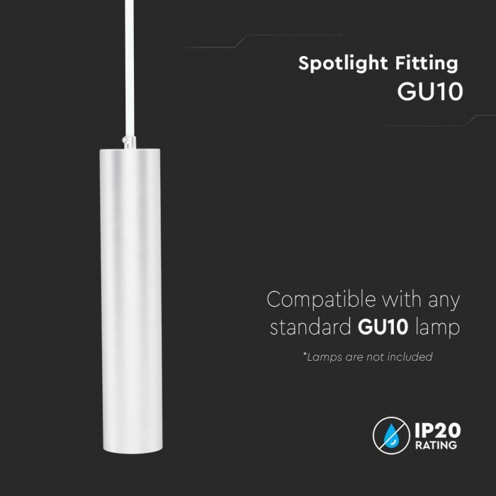 LED GU10 HANGING PENDANT WHITE 60 x300 x1700mm