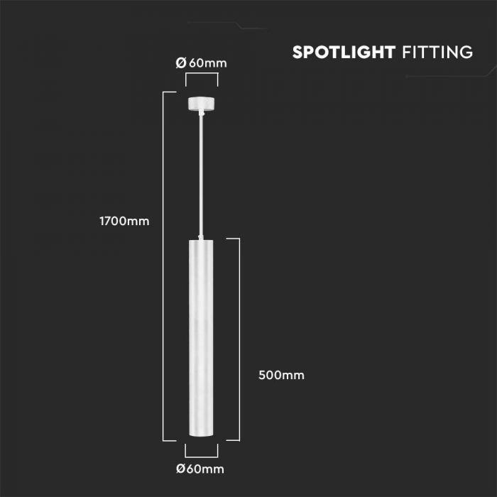 LED GU10 HANGING PENDANT WHITE 60 x500 x1700mm