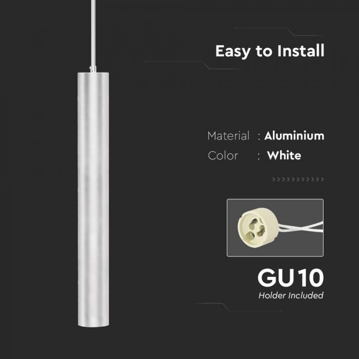 LED GU10 HANGING PENDANT WHITE 60 x500 x1700mm