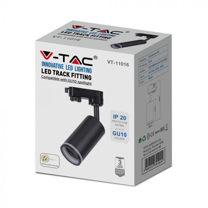 LED TRACK FITTING 1XGU10 BLACK