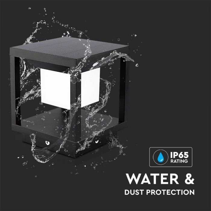 LED SOLAR PILLAR LIGHT WW 90lm120° 140x140x163mm IP65 BLACK