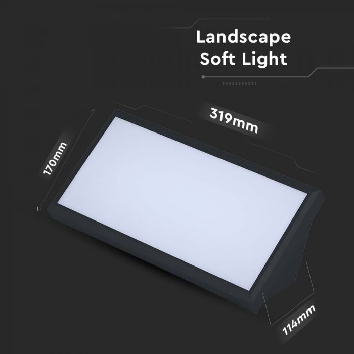 LED OUTDOOR WALL LIGHT BLACK 20W DL 2045lm 90° 319x114x170mm IP65