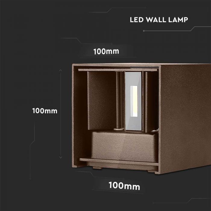 LED WALL LIGHT ALUMINIUM SQUARE 11W WW 1360lm 120° CORTEN IP65