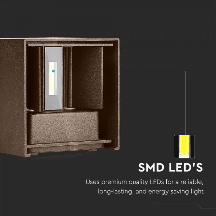 LED WALL LIGHT ALUMINIUM SQUARE 11W WW 1360lm 120° CORTEN IP65
