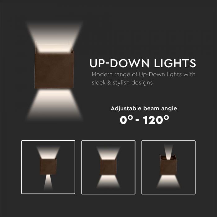 LED WALL LIGHT ALUMINIUM SQUARE 11W WW 1360lm 120° CORTEN IP65