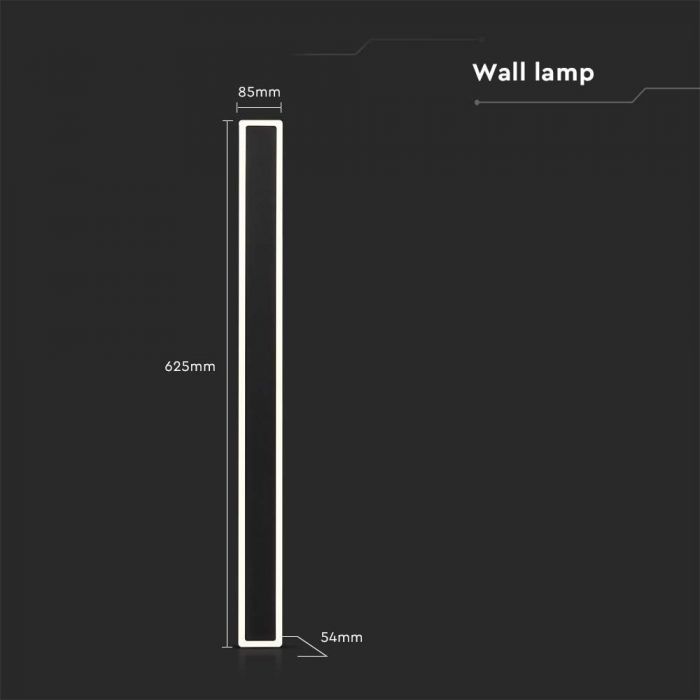 LED WALL LIGHT 17W WW 2160lm 360° 85X54X625 BLACK IP65
