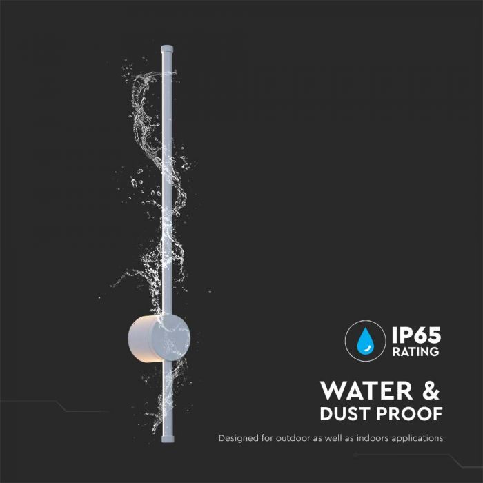 LED WALL LIGHT 12W WW 1400lm 120° 16X72X650 WHITE IP65