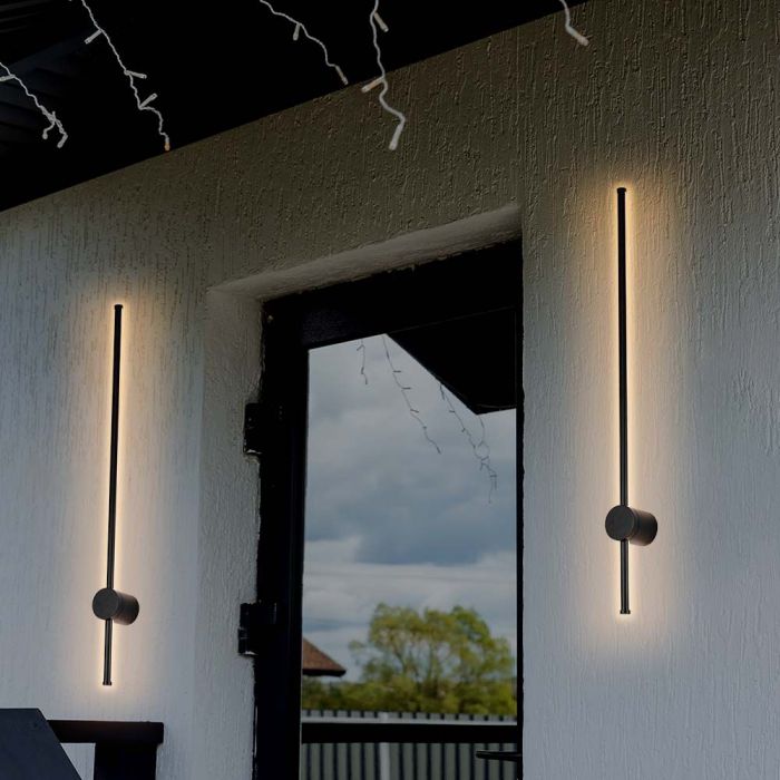 LED WALL LIGHT 12W WW 1400lm 120° 16X72X650 BLACK IP65