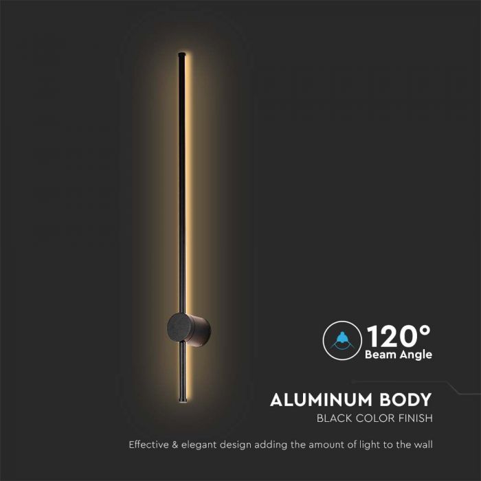 LED WALL LIGHT 12W DL 1590lm 120° 16X72X650 BLACK IP65