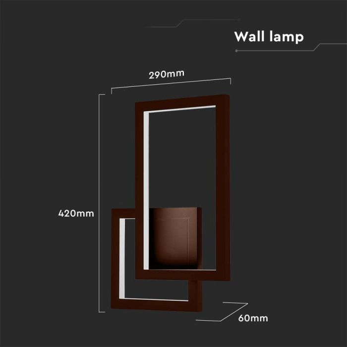 LED WALL LIGHT 20W DL 2660lm 360° 420X60X290 CORTEN IP65