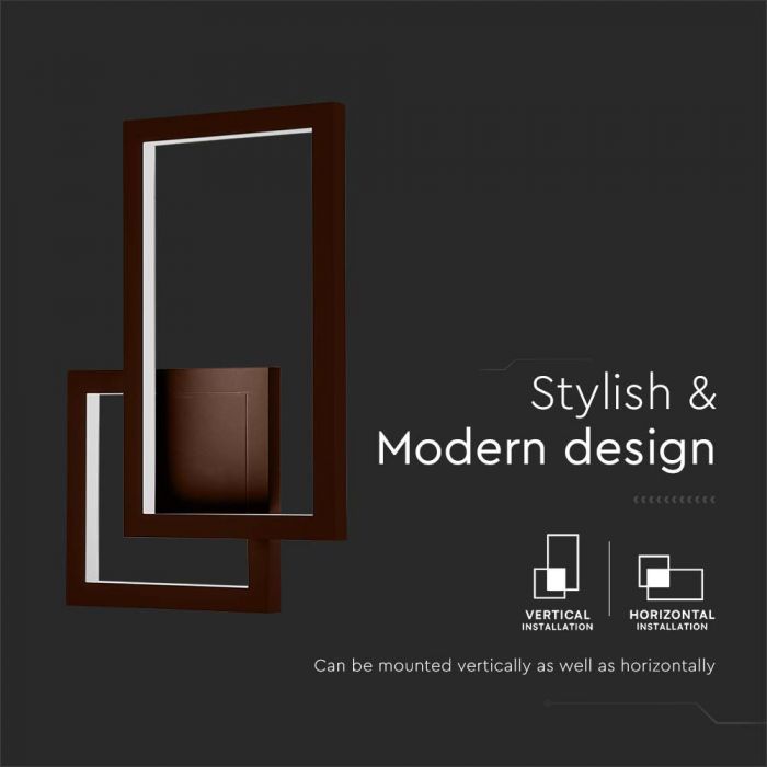 LED WALL LIGHT 20W DL 2660lm 360° 420X60X290 CORTEN IP65