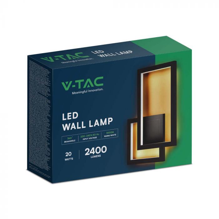 LED WALL LIGHT 20W WW 2400lm 360° 420X60X290 BLACK IP65