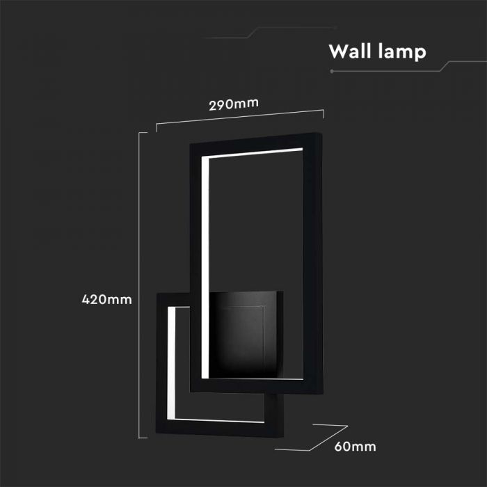LED WALL LIGHT 20W DL 2660lm 360° 420X60X290 BLACK IP65
