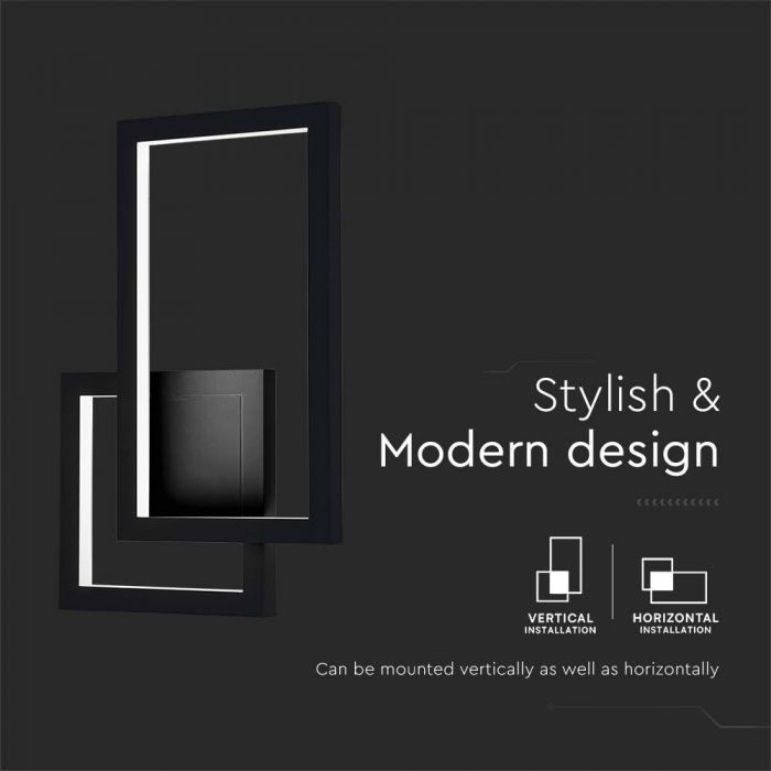 LED WALL LIGHT 20W DL 2660lm 360° 420X60X290 BLACK IP65