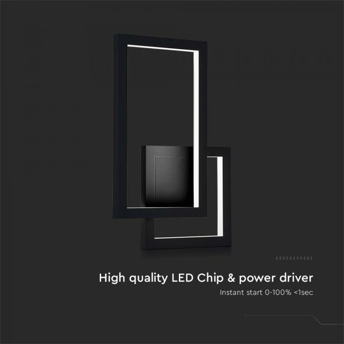 LED WALL LIGHT 20W WW 2400lm 360° 420X60X290 BLACK IP65