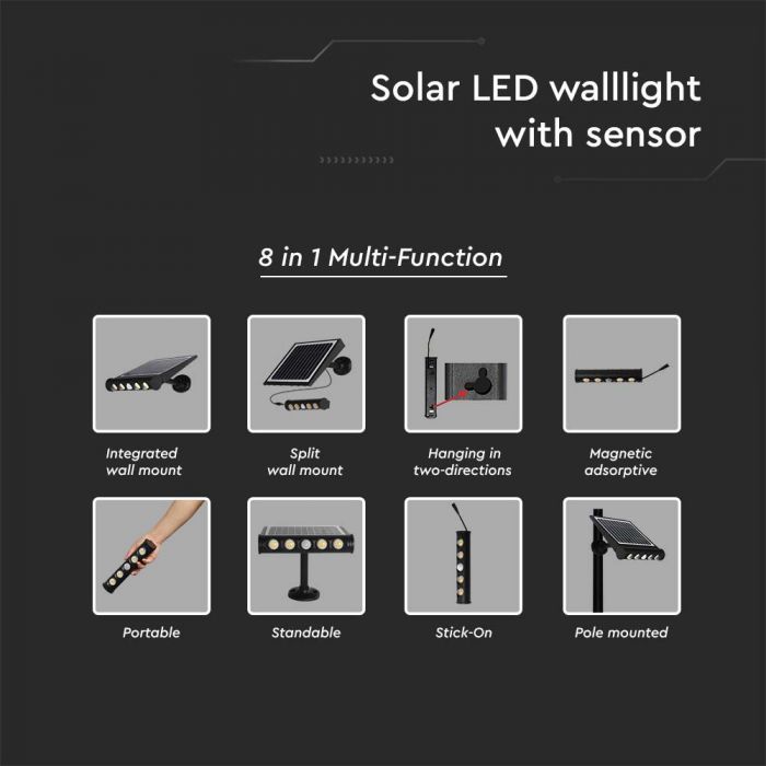 LED SOLAR WALL LIGHT 8W CW 950lm IP65