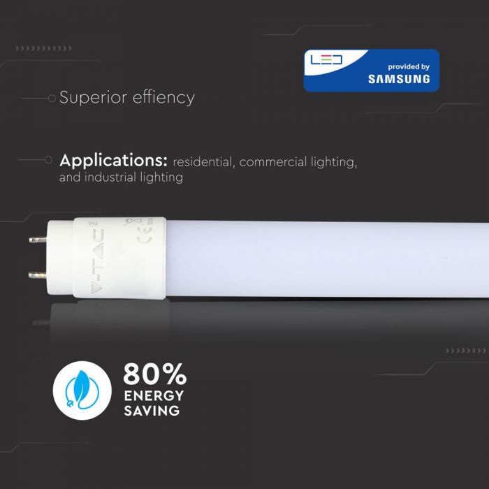 LED Tube SAMSUNG Chip 120cm 18W A++ G13 Nano Plastic 6400K