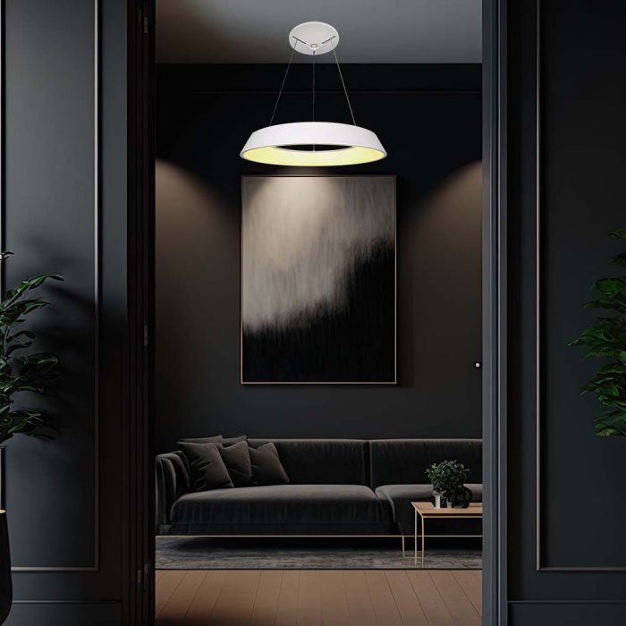 LED DESIGNER HANGING LIGHT 48W WW 5000lm TRIAC DIMMABLE 485x1030mm WHITE