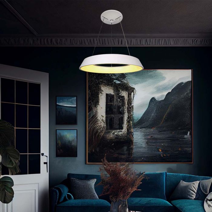 LED DESIGNER HANGING LIGHT 48W WW 5000lm TRIAC DIMMABLE 485x1030mm WHITE