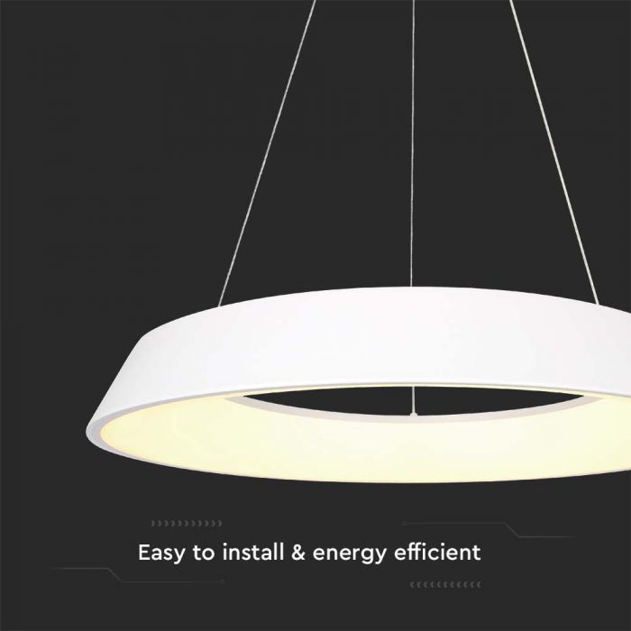 LED DESIGNER HANGING LIGHT 48W WW 5000lm TRIAC DIMMABLE 485x1030mm WHITE