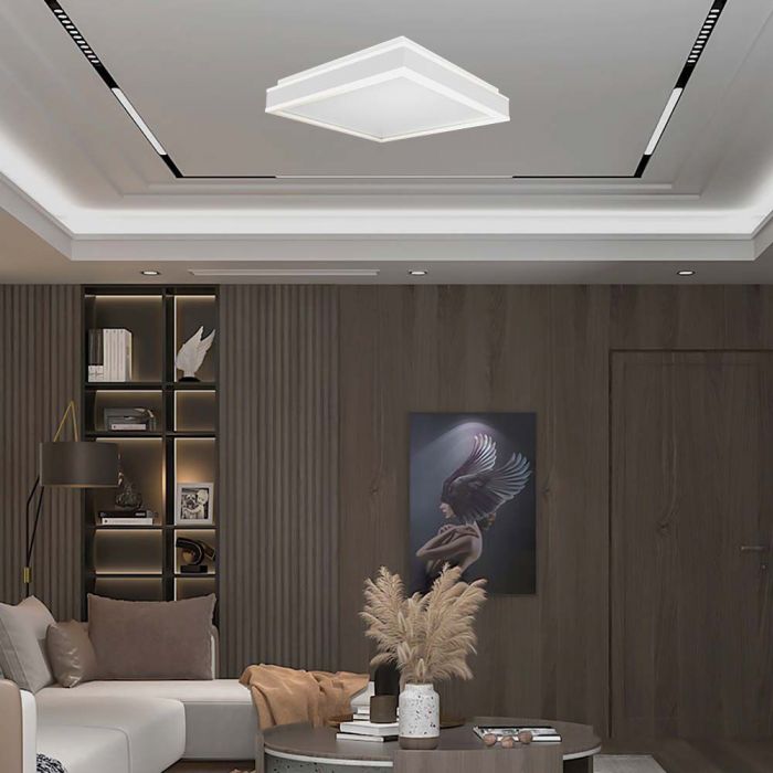 LED DESIGNER CEILING LIGHT 38W DL 4000lm TRIAC DIMMABLE WHITE SQ 400x400x62mm