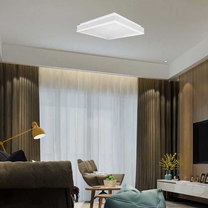 LED DESIGNER CEILING LIGHT 38W DL 4000lm TRIAC DIMMABLE WHITE SQ 400x400x62mm