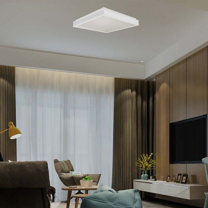 LED DESIGNER CEILING LIGHT 48W DL 4480lm TRIAC DIMMABLE WHITE SQ 500x500x62mm