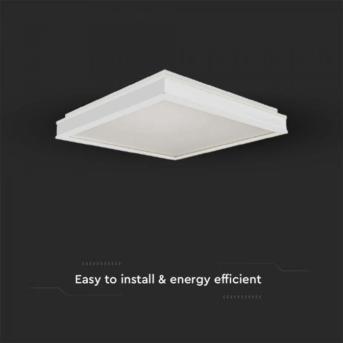 LED DESIGNER CEILING LIGHT 48W DL 4480lm TRIAC DIMMABLE WHITE SQ 500x500x62mm