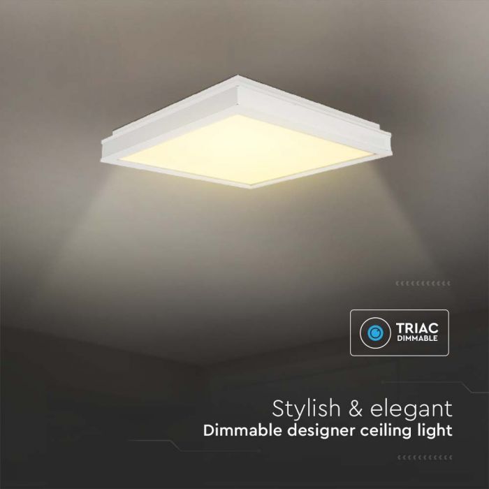 LED DESIGNER CEILING LIGHT 48W DL 4480lm TRIAC DIMMABLE WHITE SQ 500x500x62mm