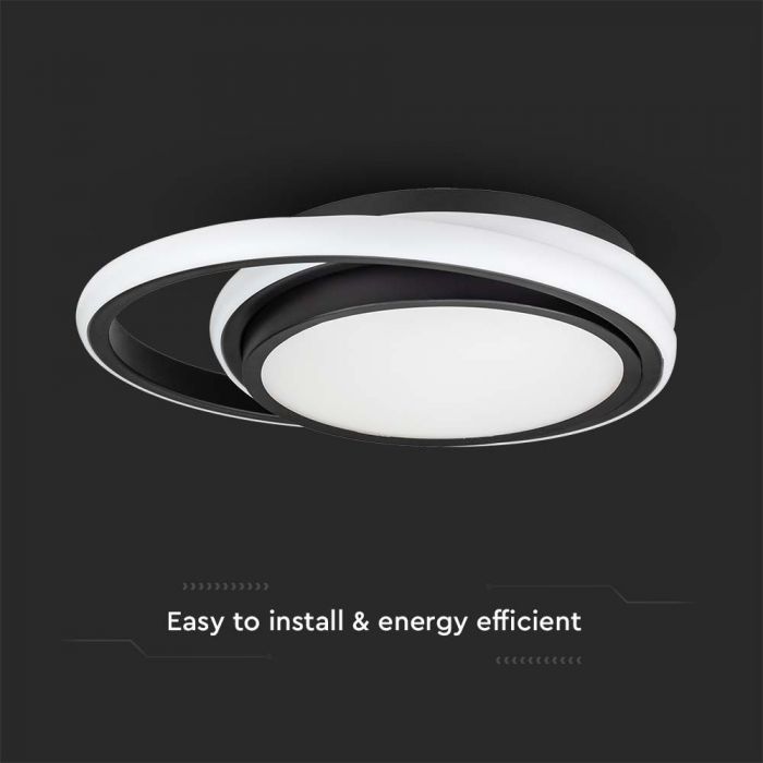 LED DESIGNER CEILING LIGHT 38W DL DOUBLE ROUND BLACK
