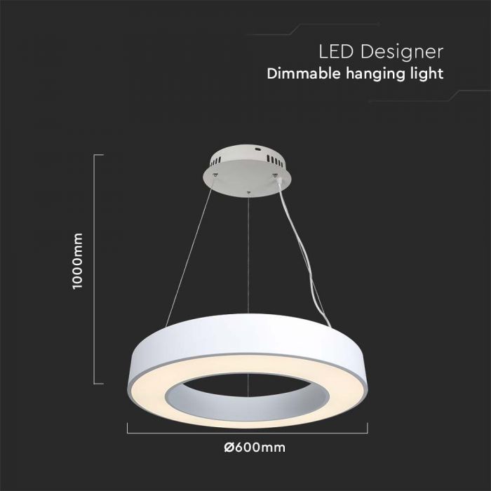 LED DESIGNER HANGING PENDANT LIGHT 50W DL 6100lm 360° 600x1000mm WHITE TRIAC DIMMABLE
