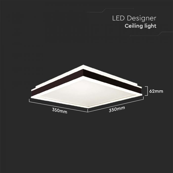 LED DESIGNER CEILING LIGHT 18W DL 1290lm BLACK SQ 350x350x62mm