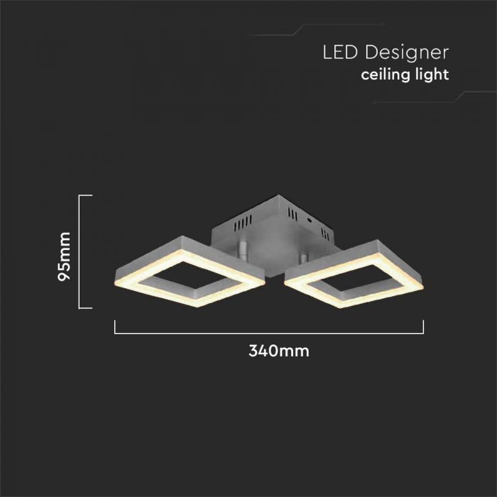 LED DESIGNER CEILING LIGHT TWO FRAME 14W WW 1490lm 340x95x160mm