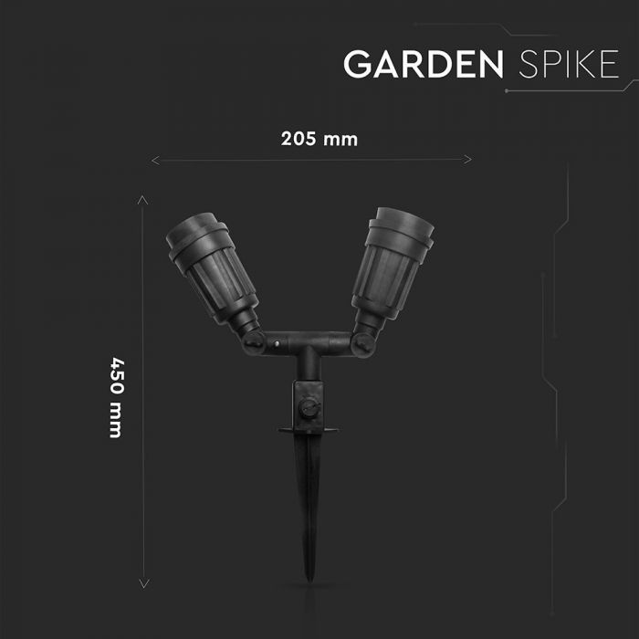 LED GARDEN SPIKE DOUBLE HEAD 335X210 BLACK