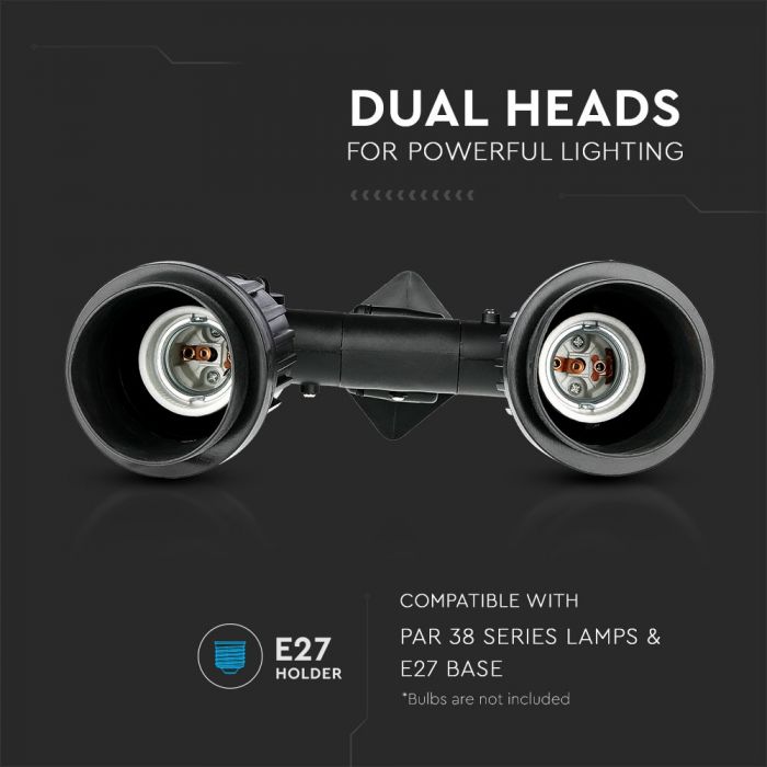 LED GARDEN SPIKE DOUBLE HEAD 335X210 BLACK