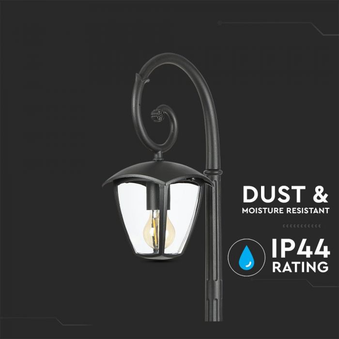 LED POLE 1XE27 LAMP MAT BLACK CLEAR COVER 120° 35X137 IP44