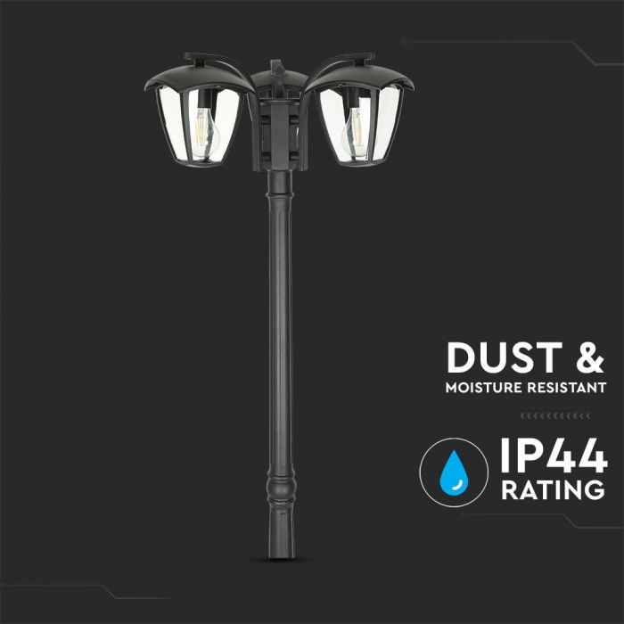 LED POLE 3XE27 LAMP MAT BLACK CLEAR COVER 120° 50X199 IP44