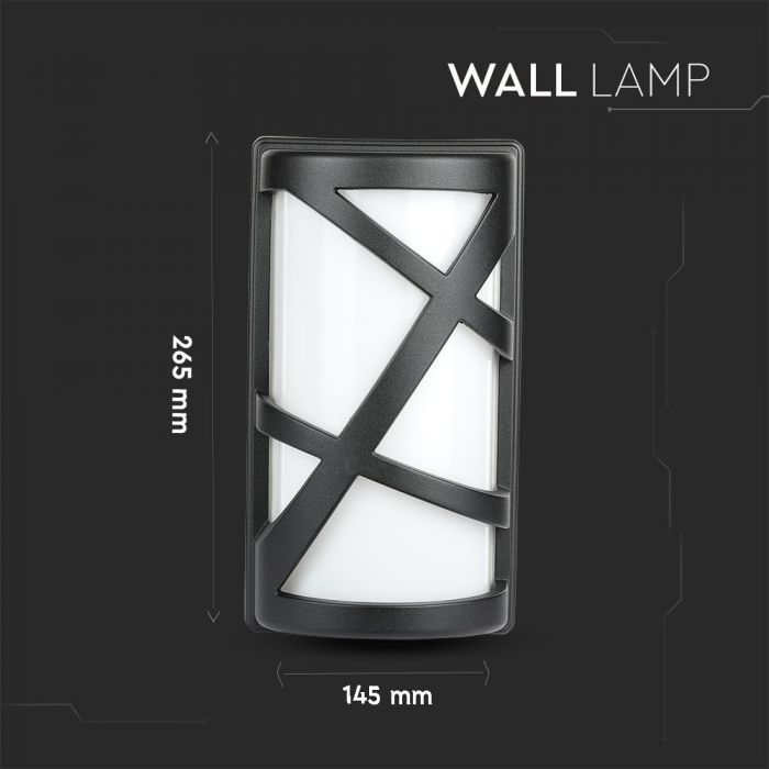 LED GARDEN WALL LIGHT ALUM.+GLASS E27 IP54 145X295 MAT BLACK