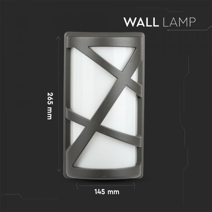 LED GARDEN WALL LIGHT ALUM.+GLASS E27 IP54 145X295 DARK GREY